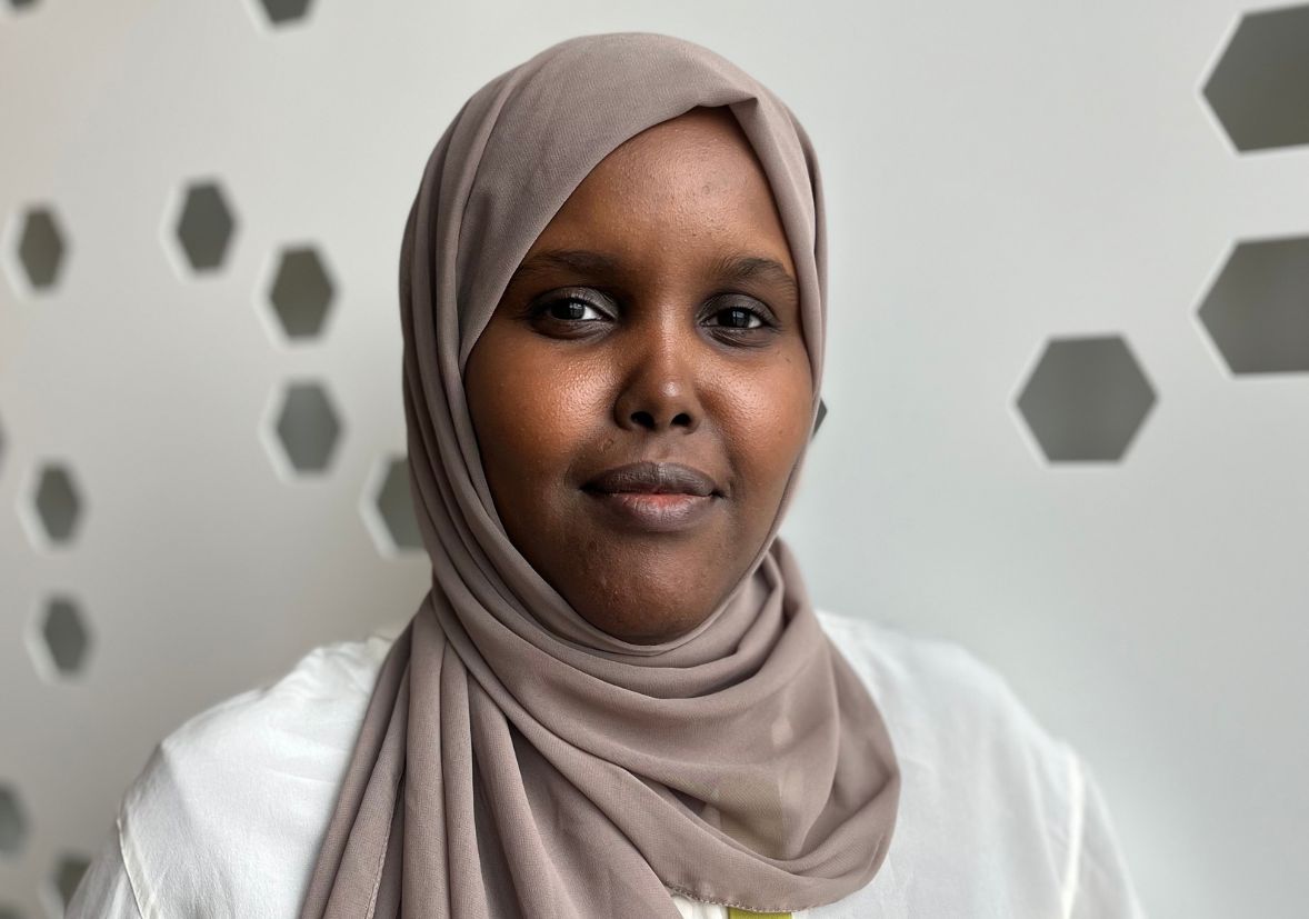 Najma looking at camera